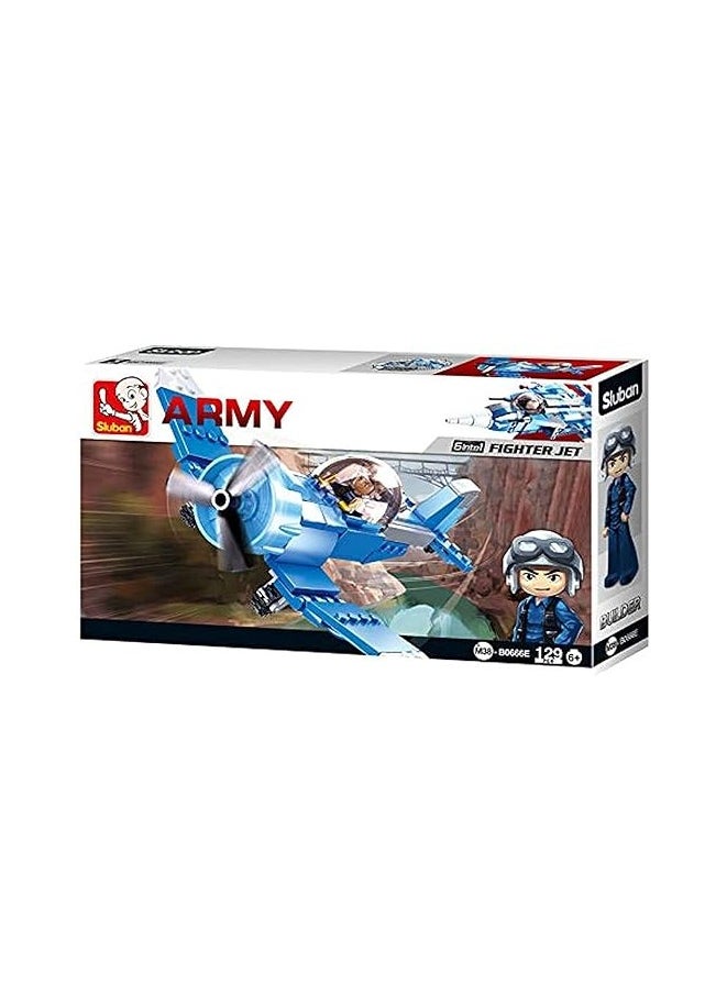 Army Sluban Army Series - Fighter Plane Building Blocks 129 Piece With Mini Figurese - For Age 6+ Years Old 