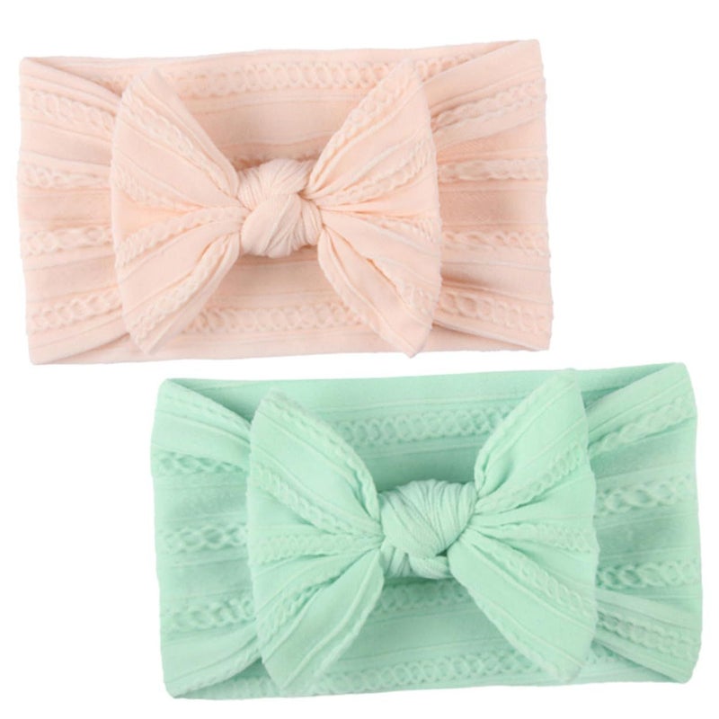 Soft Textured Hair Bonnet For Girls Boys 2pcs Bow Headwear - Image 2