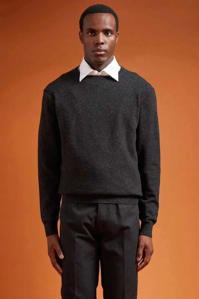 Men's regular fit lambswool jumper - Anthracite