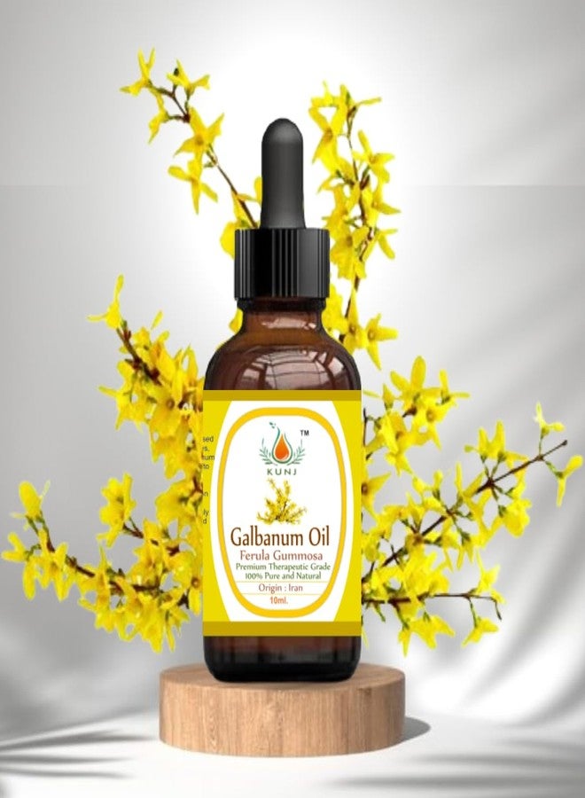 KUNJ زيت كونج العطري من نبات الجلبانوم (Ferula galbaniflua) 10 مل | نقي 100% وغير مخفف | مقطر بالبخار، درجة علاجية | رائحة راتنجية خضراء منعشة | العلاج العطري، العناية بالبشرة، المزج، والاستخدام المنزلي - Image 1
