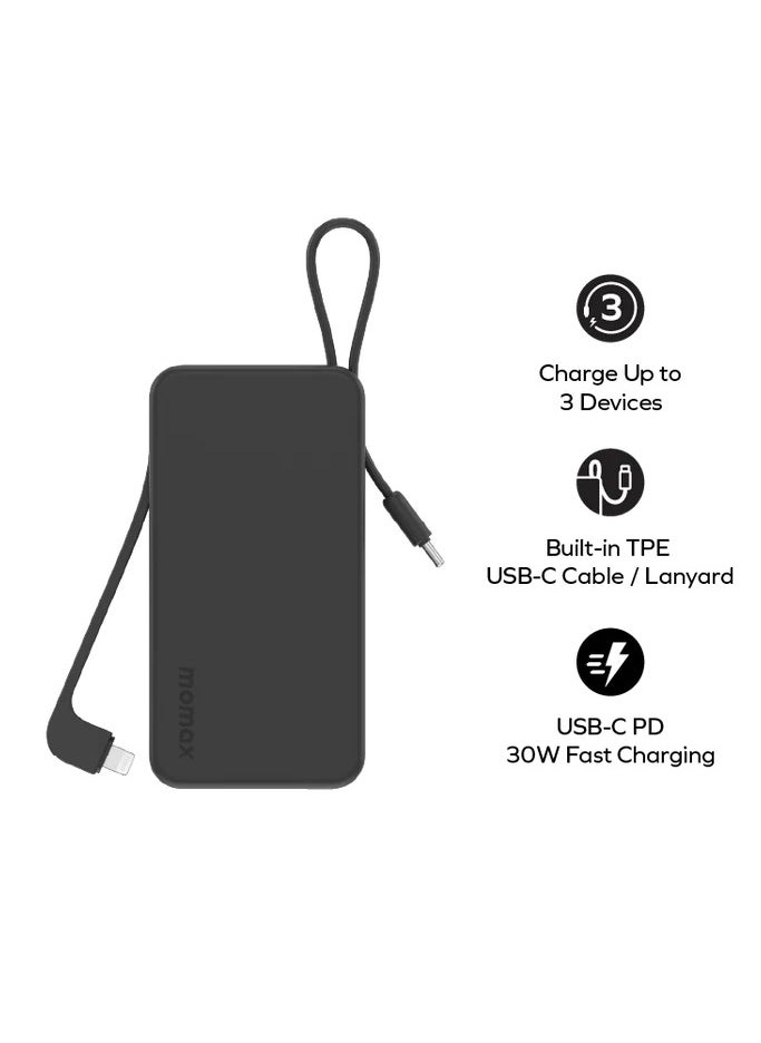 Generic - 1-Power Vital+ Power Bank 10000mAh With Built-In USB-C and Lightning Cable - Image 1