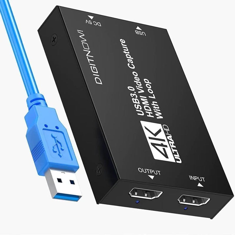 بطاقة التقاط الفيديو ، جهاز التقاط فيديو 4K HDMI إلى USB 3.0، بطاقة التقاط ألعاب HD 1080p 60FPS للبث/التدريس/الاجتماعات على OBS، تعمل مع PS4/PS5/Xbox/PC/Mac Linux Android Windows 10/11