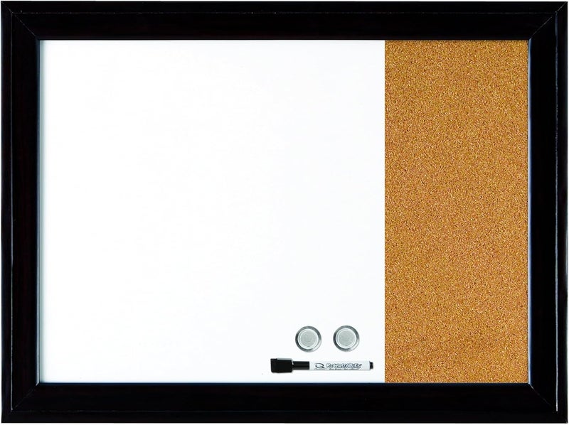 Quartet Combination Magnetic Whiteboard & Corkboard, 17" x 23", Combo White Board & Cork Board, Home Décor, Black Frame (79283) - Image 1