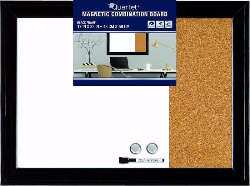 Quartet Combination Magnetic Whiteboard & Corkboard, 17" x 23", Combo White Board & Cork Board, Home Décor, Black Frame (79283) - Image 4
