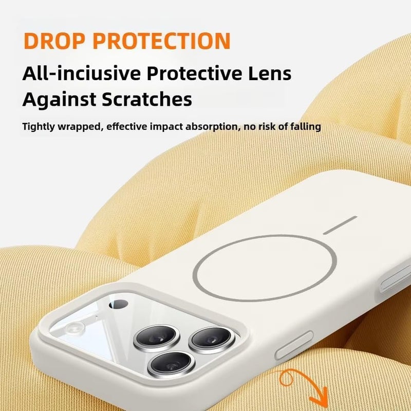 Silicone iPhone 17 Pro Max White Luxury Magnetic Compatible for iPhone Series – Shockproof, Slim Fit, Soft-Touch Protective Cover with Magnetic Wireless Charging Support - Image 3