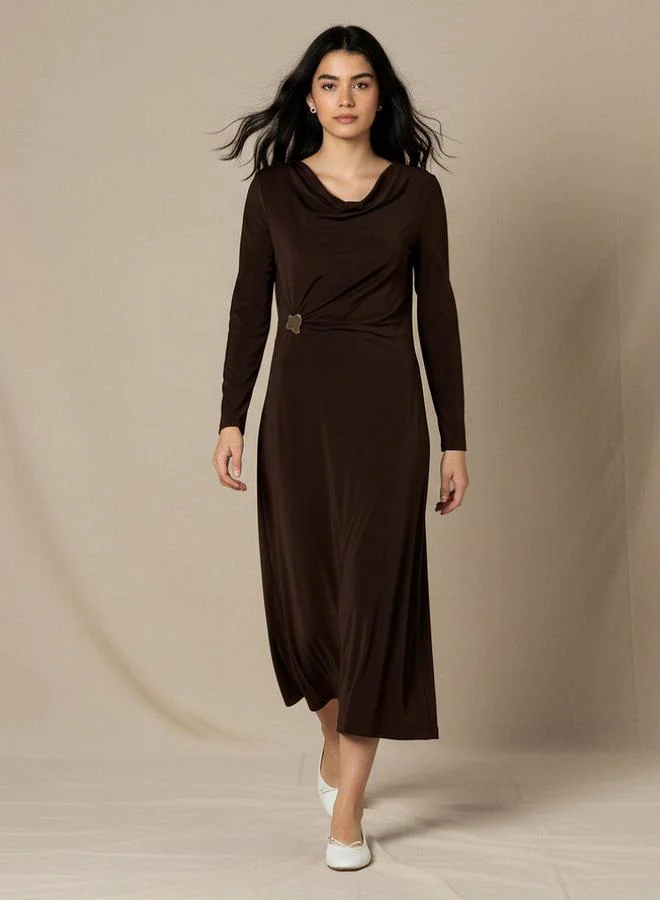 تواكستريمز 2Xtremz Midi A-line Dress with Cowl Neck