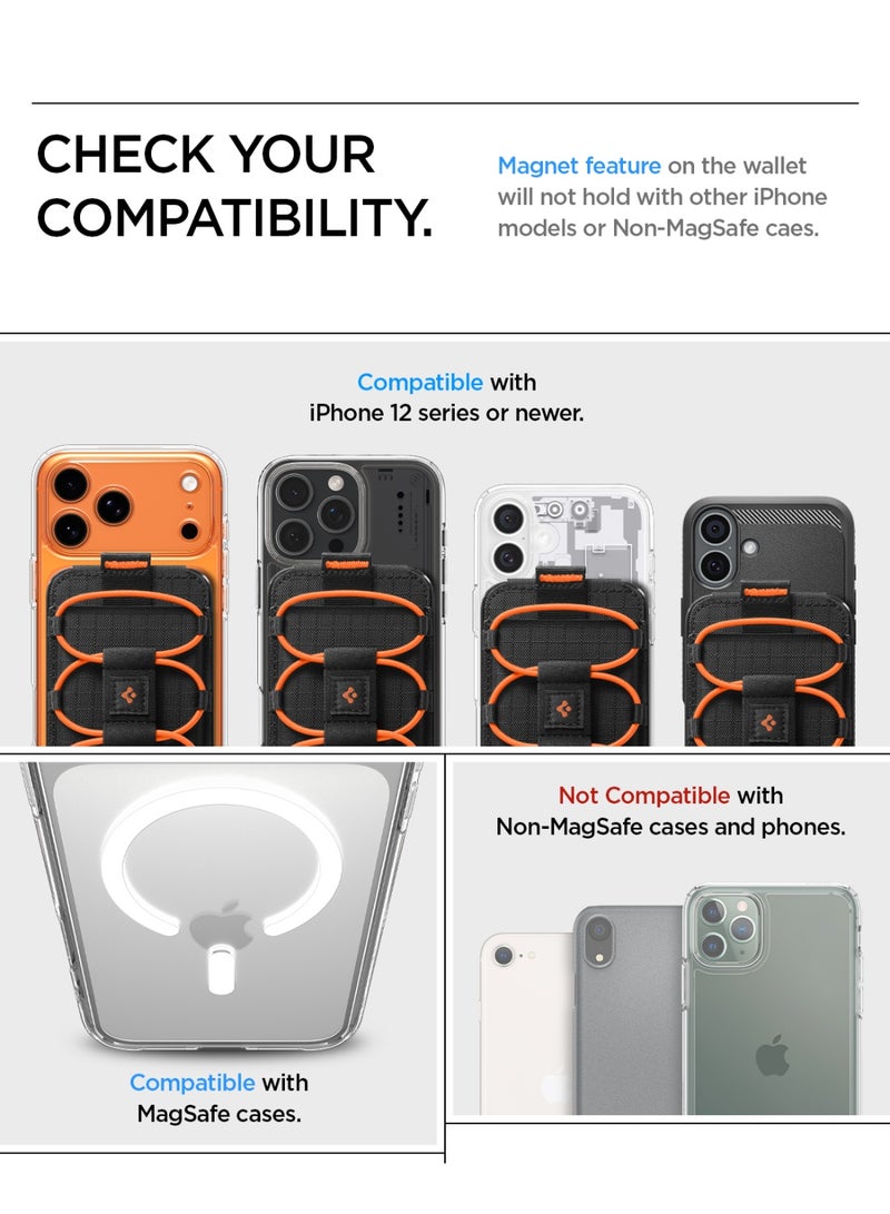Spigen حامل بطاقات محفظة مغناطيسي TieFit (MagFit) [3 بطاقات، حامل كورد مرن] متوافق مع MagSafe مع iPhone 17/16/15/14/13/12، Pixel 10 Pixelsnap وحالات MagSafe – أسود - Image 2