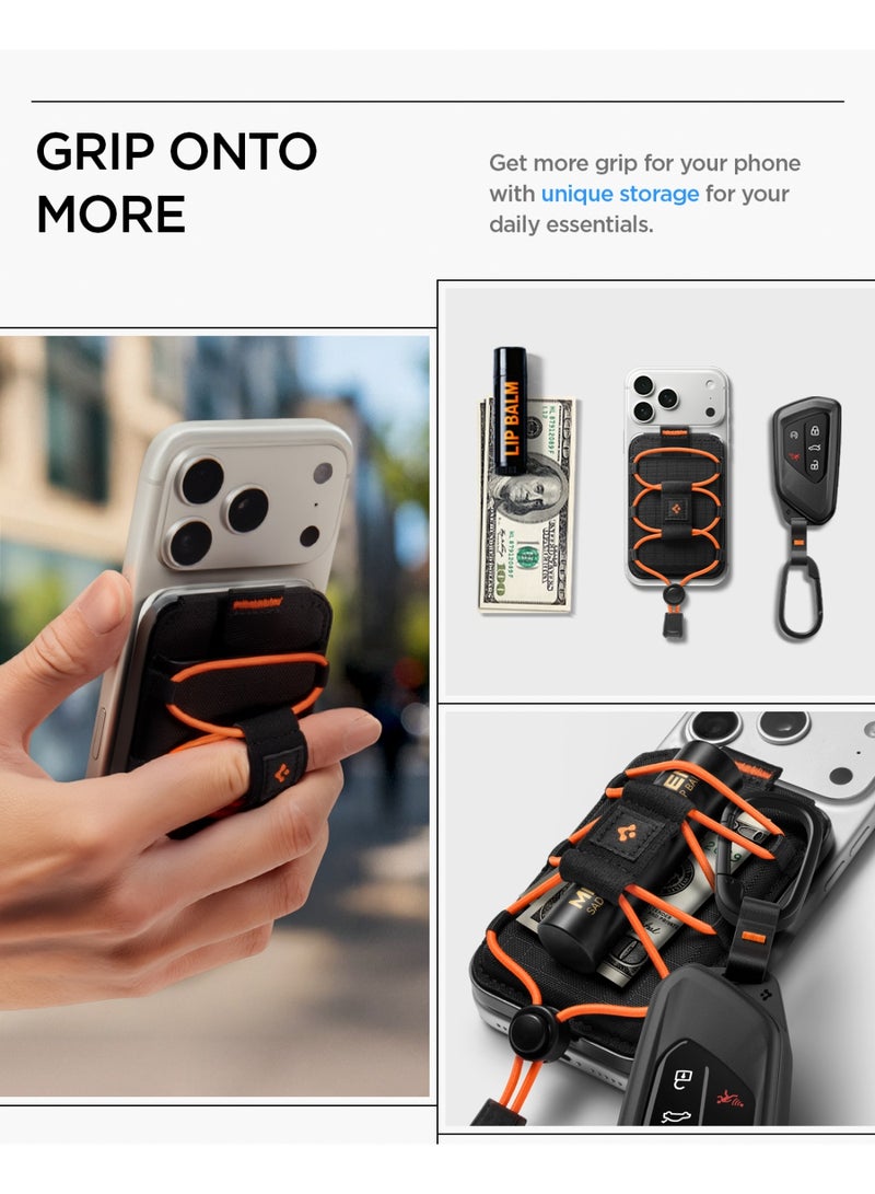 Spigen حامل بطاقات محفظة مغناطيسي TieFit (MagFit) [3 بطاقات، حامل كورد مرن] متوافق مع MagSafe مع iPhone 17/16/15/14/13/12، Pixel 10 Pixelsnap وحالات MagSafe – أسود - Image 3