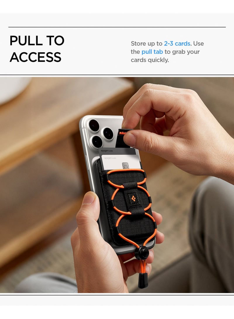 Spigen حامل بطاقات محفظة مغناطيسي TieFit (MagFit) [3 بطاقات، حامل كورد مرن] متوافق مع MagSafe مع iPhone 17/16/15/14/13/12، Pixel 10 Pixelsnap وحالات MagSafe – أسود - Image 4