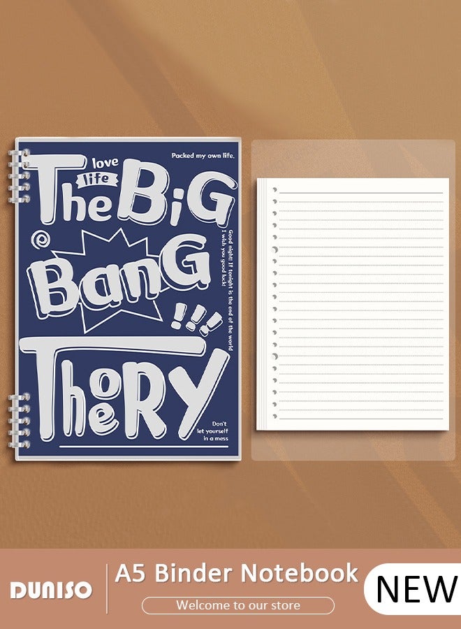 DUNISO A5 60 Pages Loose Leaf Notebook with Waterproof Case Simple Student Loose Leaf Paper Diary Round Hole Removable Loose-Leaf Notebook Business Notebook for Student Office Writing - Image 1