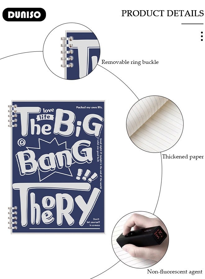 DUNISO A5 60 Pages Loose Leaf Notebook with Waterproof Case Simple Student Loose Leaf Paper Diary Round Hole Removable Loose-Leaf Notebook Business Notebook for Student Office Writing - Image 2