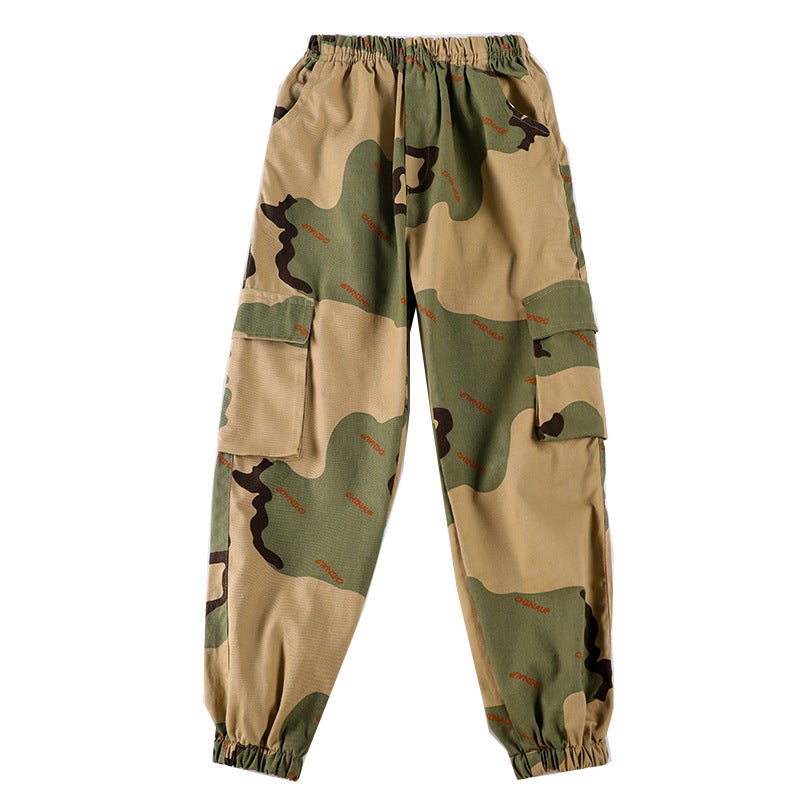 Childrens Hip-Hop Suit Boys Handsome Hip-Hop Costume Girls Jazz Clothes Childrens hiphop Costume Tide Army Green Camouflage Pants