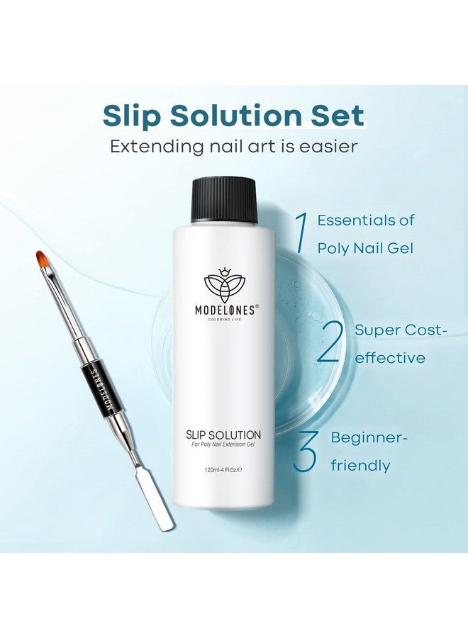 Modelones Poly Extension Gel Kit Slip Solution for Nails with Dual-Ended Nail Brush Anti-Stick Liquid Brushes Cleaning Easy Spread for Beginner - Image 2