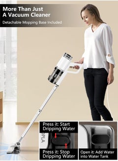Xoopla 2 in 1 Wet and Dry Cord Vacuum Cleaner with Water Tank and Mop, 800W Motor Power，24000PA Suction 5M Corded Stick Vacuum Cleaner for Hard Floor/Carpet/Pet Hair（with Wall bracket hook)  - Image 3