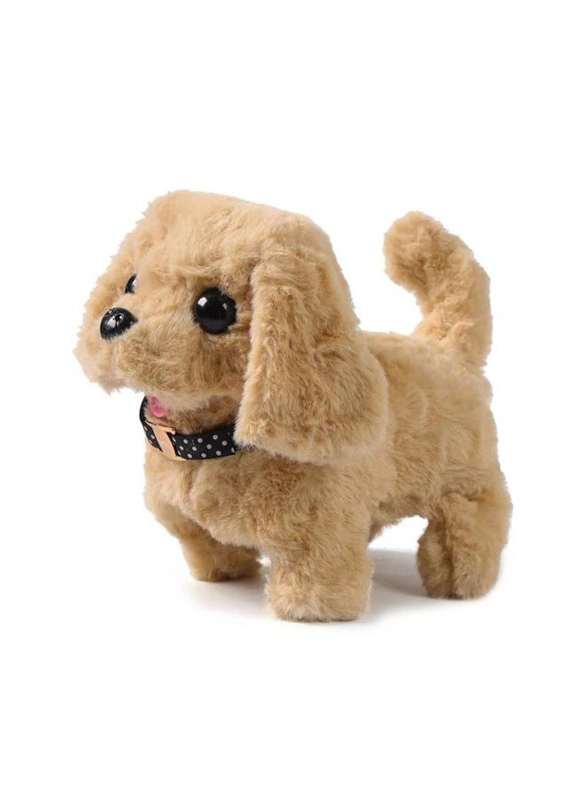 Plush Children's Electric Toy Rabbit Simulation Puppy Will Walk Will Call Will Nod And WAG Tail Wholesale-Color:Naked Small Golden Hair (bag) Battery Self-provided - Image 1