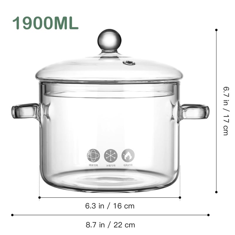 ERINGOGO Glass Saucepan with Cover, 64 oz Stovetop Cooking Pot with Lid and Handle Simmer Saucepan Clear Soup Pot, High Borosilicate Glass Cookware, 22X17CM - Image 3