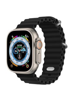 Dl3 Mobilak Ocean Band For Apple Watch Ultra 49mm 45mm 44mm 42mm, Waterproof Soft Silicone Sport Wristbands Replacement Strap iWatch Ultra SE 8 7 6 5 4 3 2 1 (Black, 42MM/44MM/45MM/49MM)