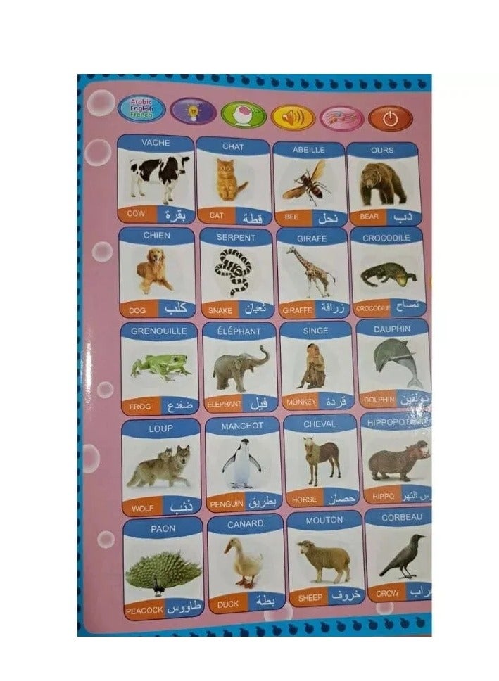 3-in-1 Talking Electronic Vocabulary Book - Speaks Arabic, English, and French  - Image 4