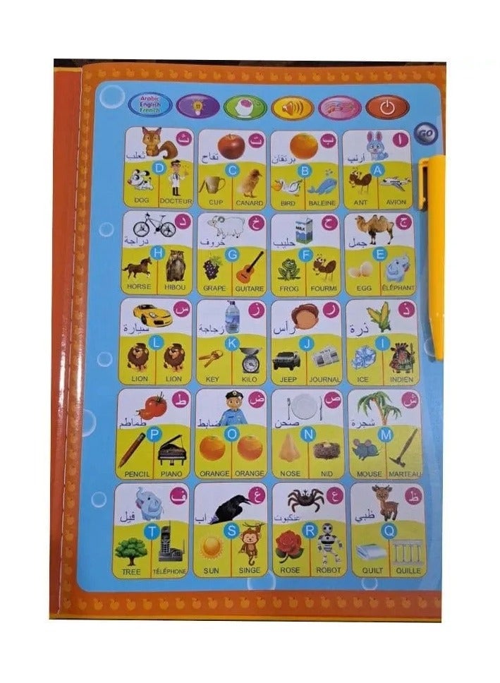 3-in-1 Talking Electronic Vocabulary Book - Speaks Arabic, English, and French  - Image 3