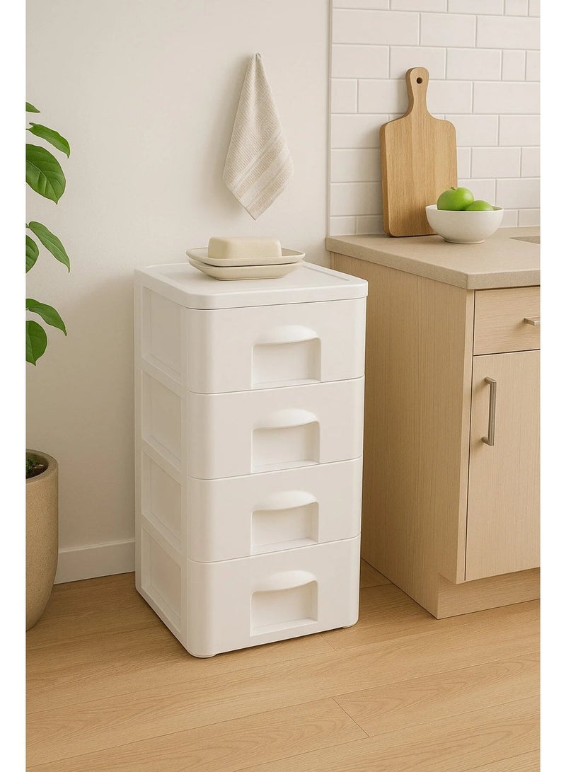 ليفينج منظم تخزين بلاستيك 4 أدراج مع عجلات – خفيف، عملي ويوفر المساحة - Image 4