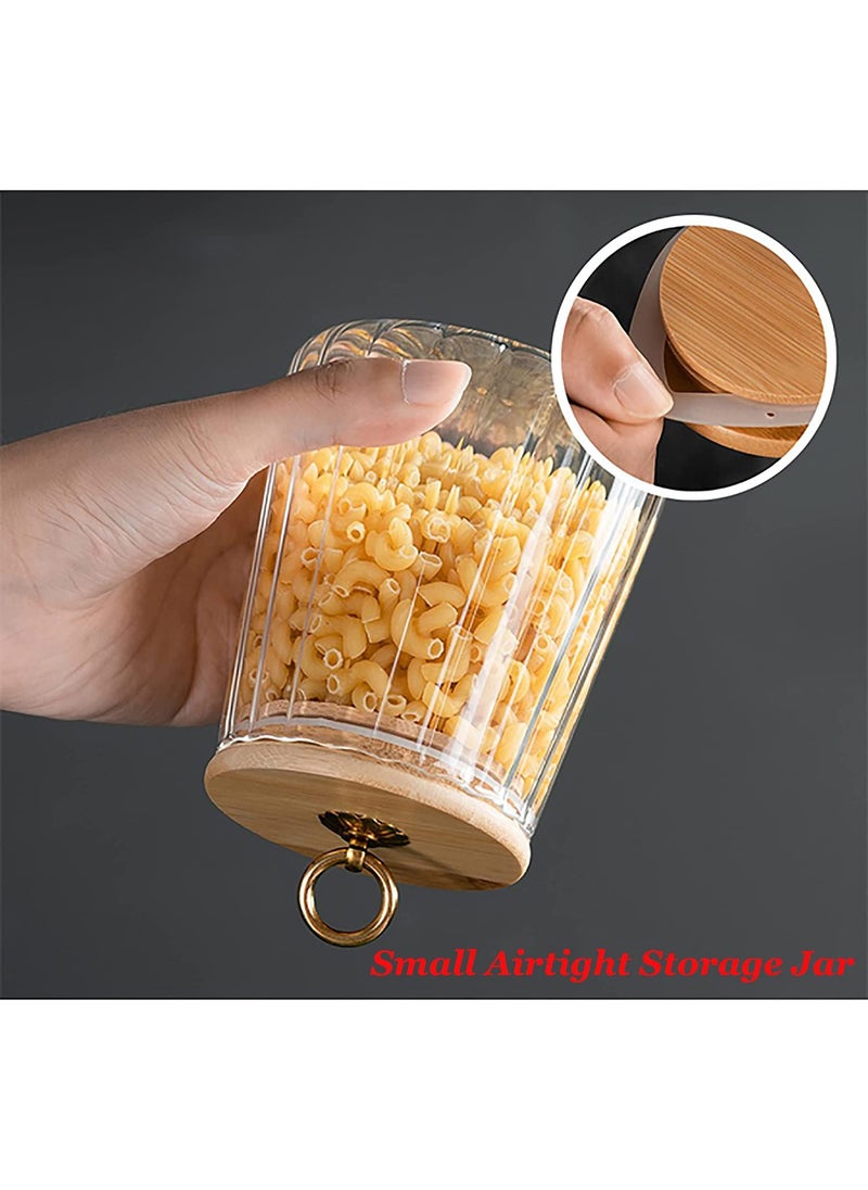 NILKANTH - NILKANTH Glass Coffee Nuts Canister Airtight Storage Jar Petal Decorative Container With Bamboo Lid Metal Handle Easy To Grasp 700Ml (Taper), Brown - Image 1