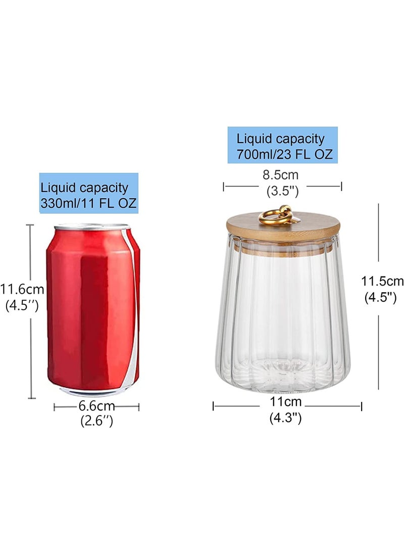 NILKANTH - NILKANTH Glass Coffee Nuts Canister Airtight Storage Jar Petal Decorative Container With Bamboo Lid Metal Handle Easy To Grasp 700Ml (Taper), Brown - Image 1
