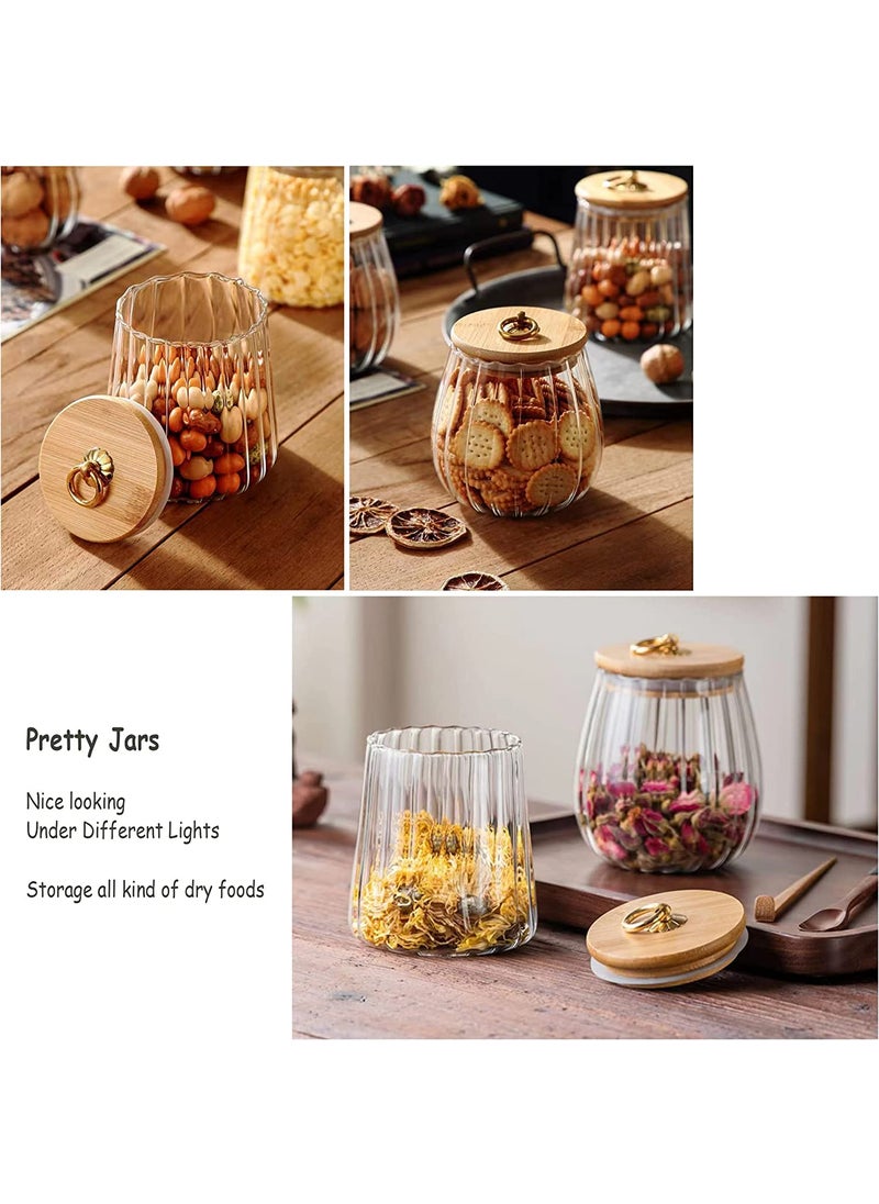 NILKANTH - NILKANTH Glass Coffee Nuts Canister Airtight Storage Jar Petal Decorative Container With Bamboo Lid Metal Handle Easy To Grasp 700Ml (Taper), Brown - Image 1