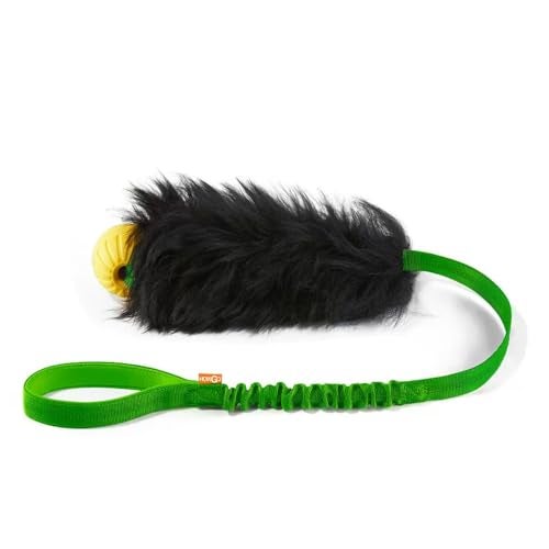 HOWGO Dog Rope ToyDog Bungee Chaser Toy 100 SheepskinSheep Smell Tug Toy for All Breeds Green with Rubber Ball - Image 1