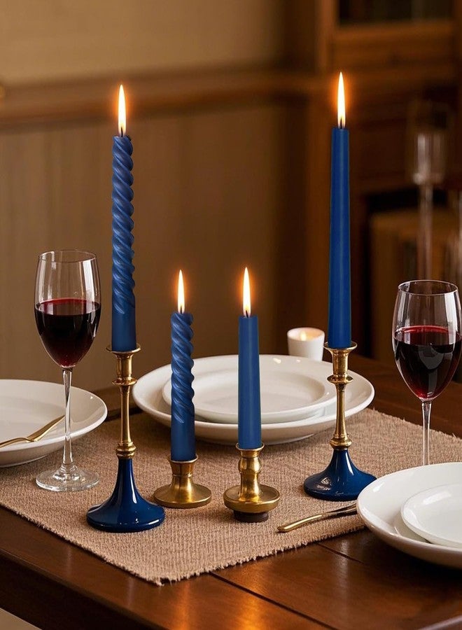 Sihuida 6 Pack Navy-Blue Taper Candles and 6 Pack Spiral Candles Set – 10 Inch Elegant Dripless Candlesticks for Weddings, Dinners, Parties, and Home Décor - Image 4