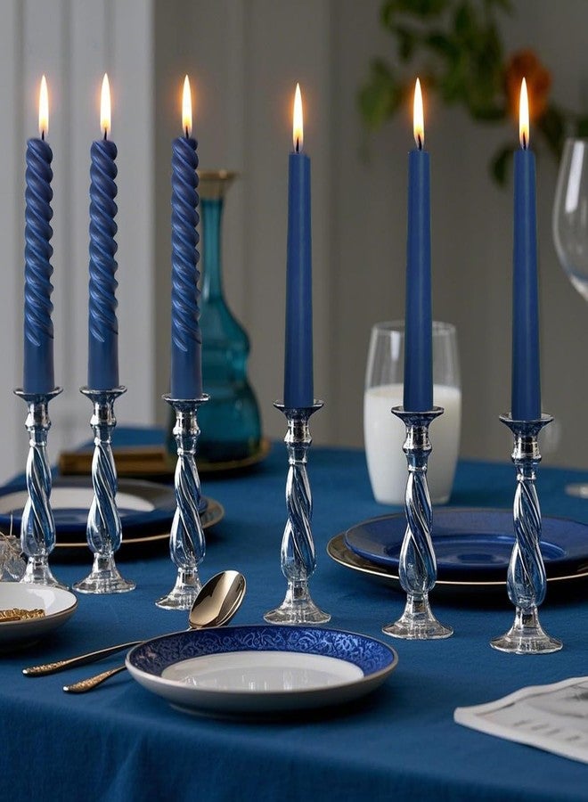 Sihuida 6 Pack Navy-Blue Taper Candles and 6 Pack Spiral Candles Set – 10 Inch Elegant Dripless Candlesticks for Weddings, Dinners, Parties, and Home Décor - Image 3