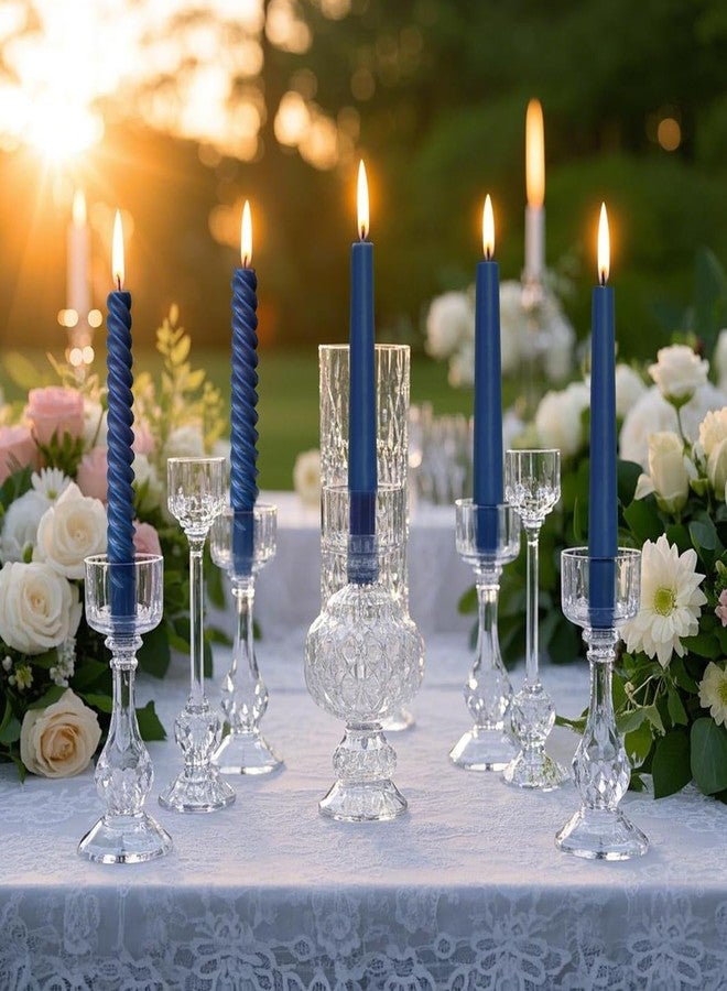 Sihuida 6 Pack Navy-Blue Taper Candles and 6 Pack Spiral Candles Set – 10 Inch Elegant Dripless Candlesticks for Weddings, Dinners, Parties, and Home Décor - Image 2