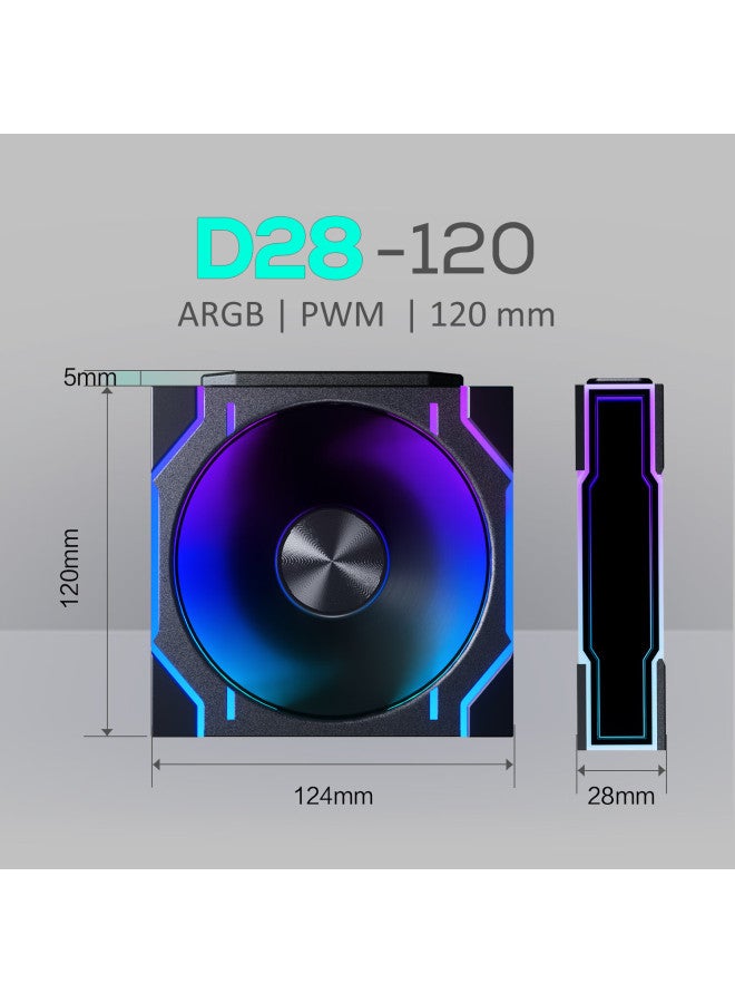 Phanteks D28 Block Edition 120mm Case Water Cooling Radiator High-performance Argb Temperature Control Air Pressure Fan (28mm Thick / Dual-sided Infinite Mirror / Wireless Splicing / Black)