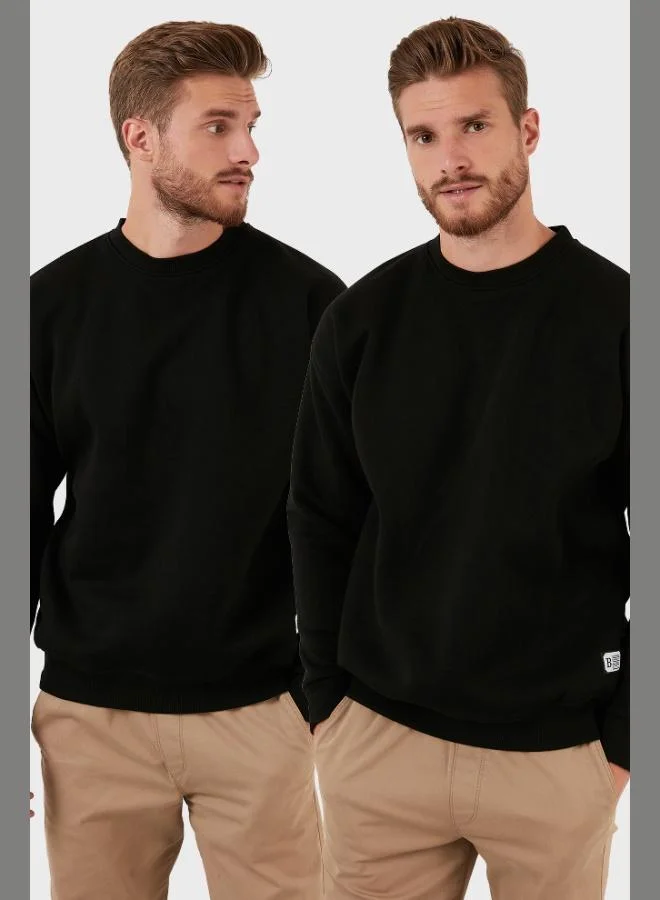 بوراتي طقم قطعتين سويت شيرت رجالي بياقة دائرية بقصة عادية