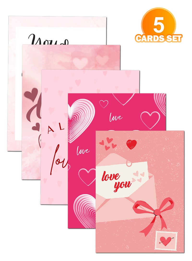 LOWHA Pack of 5 Greeting Cards with Lovely Designs and Blank Inner Pages to Write Your Love Message - Image 5