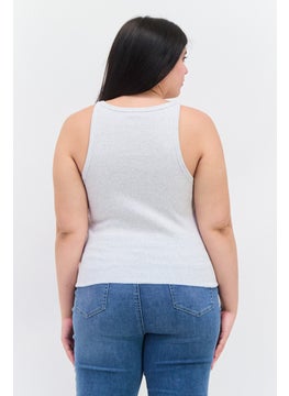 Cotton On Women Plus Size Crew Neck Sleeveless Heather Tank Top, Grey  - Image 2