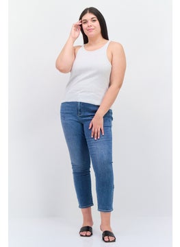 Cotton On Women Plus Size Crew Neck Sleeveless Heather Tank Top, Grey  - Image 3