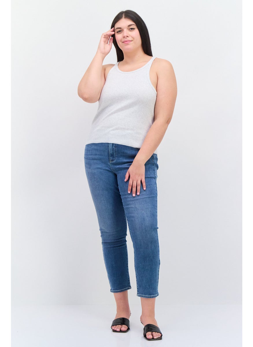 Cotton On Women Plus Size Crew Neck Sleeveless Heather Tank Top, Grey  - Image 3
