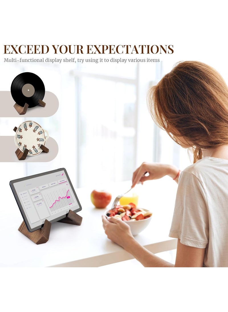 حامل كتاب طبخ للمطبخ، حامل كتاب وصفات لطاولة المطبخ، حامل كتاب طبخ خشبي، حامل كتاب طبخ ريفي - بني ريفي - Image 3