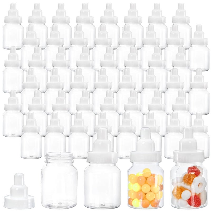Tebery 72 قطعة زجاجة حلوى لمناسبة استقبال المولود، زجاجات حليب مصغرة قابلة لإعادة الاستخدام بطول 3.5 بوصة، حاويات حلوى بلاستيكية شفافة، مستلزمات حفلات استقبال المولود الجديد، عيد ميلاد، معمودية، بالجملة - Image 5