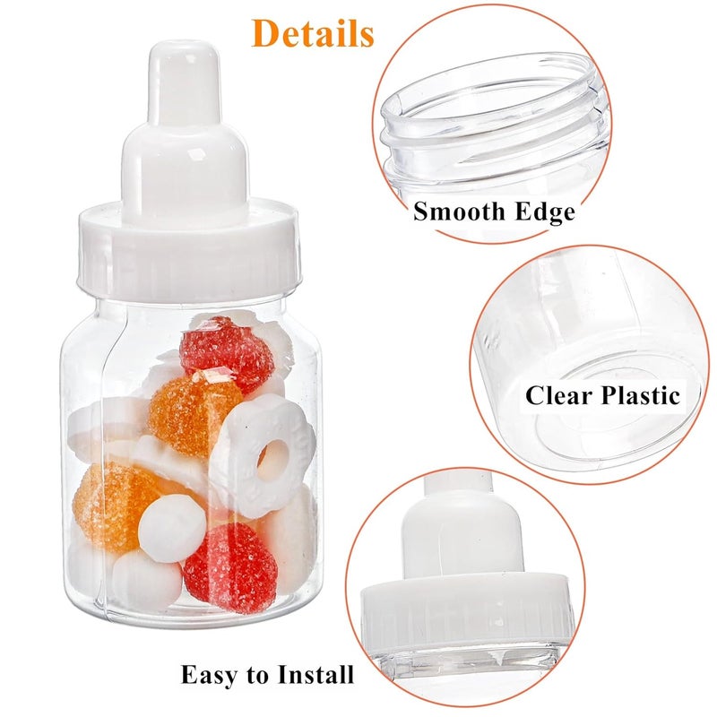 Tebery 72 قطعة زجاجة حلوى لمناسبة استقبال المولود، زجاجات حليب مصغرة قابلة لإعادة الاستخدام بطول 3.5 بوصة، حاويات حلوى بلاستيكية شفافة، مستلزمات حفلات استقبال المولود الجديد، عيد ميلاد، معمودية، بالجملة - Image 3