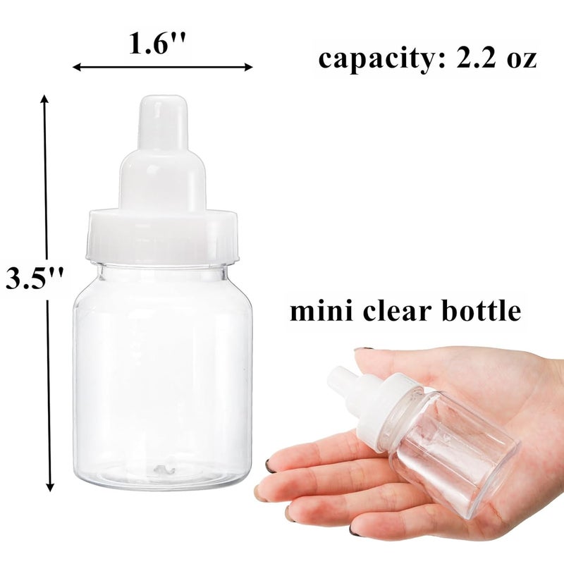 Tebery 72 قطعة زجاجة حلوى لمناسبة استقبال المولود، زجاجات حليب مصغرة قابلة لإعادة الاستخدام بطول 3.5 بوصة، حاويات حلوى بلاستيكية شفافة، مستلزمات حفلات استقبال المولود الجديد، عيد ميلاد، معمودية، بالجملة - Image 2