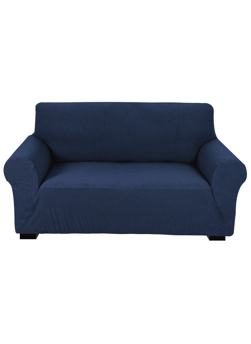 Fabienne High Stretch 2-Seater Sofa Cover Soft Brushed Fabric Couch Cover Exquisitely Full Coverage Furniture Protector Slipcover Two Seater Fits on Standard and Recliner Sofa 145-178cm Size Navy  - Image 1