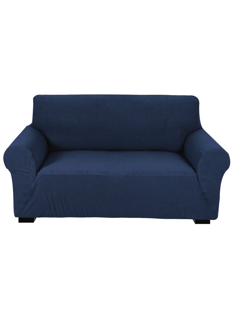 Fabienne High Stretch 2-Seater Sofa Cover Soft Brushed Fabric Couch Cover Exquisitely Full Coverage Furniture Protector Slipcover Two Seater Fits on Standard and Recliner Sofa 145-178cm Size Navy  - Image 2