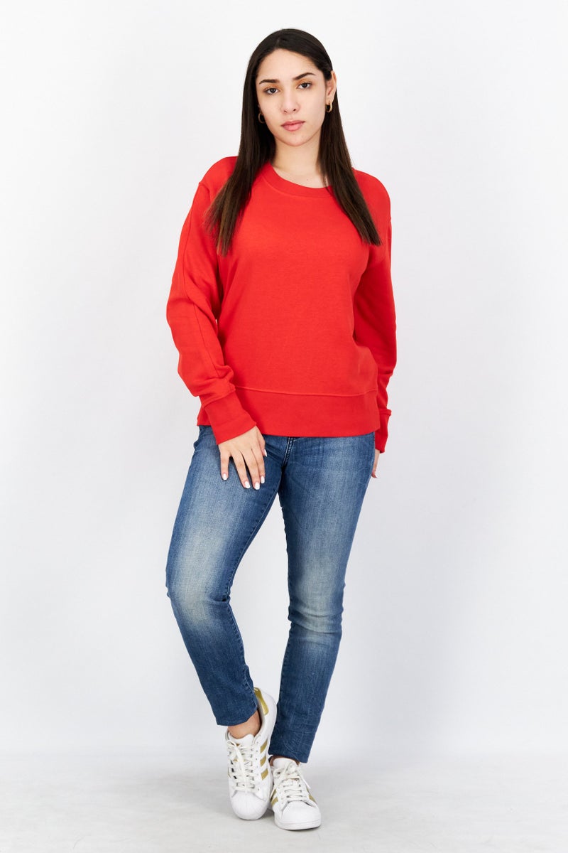 ESPRIT Women Crew Neck Long Sleeve Plain Sweatshirt, Red - Image 2