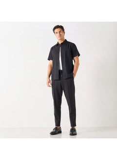 Iconic Iconic Textured Shirt with Spread Collar and Short Sleeves  - Image 2