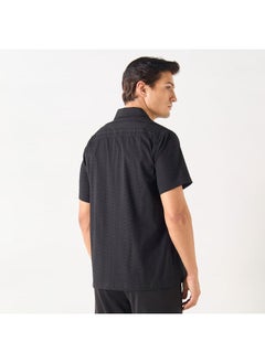 Iconic Iconic Textured Shirt with Spread Collar and Short Sleeves  - Image 3