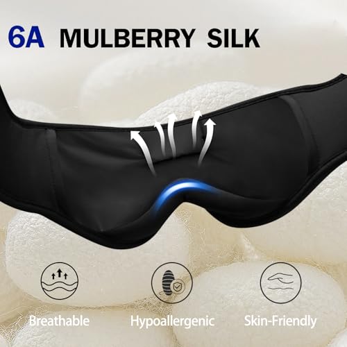 TOPOINT Sleep Mask with Bluetooth Headphones, Breathable Silk Eye Mask for Sleeping Men Women, Bluetooth Sleep Mask Blackout with Speakers, Microphone Handsfree, USB C for Travel Meditation Gifts - Image 4