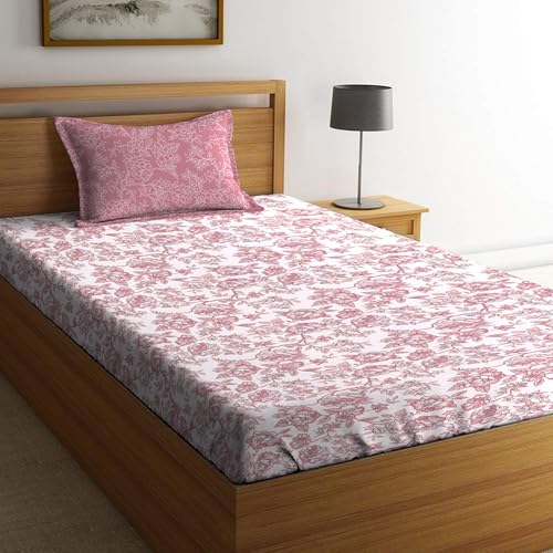 Mytrident Urban Comfort Bedsheet for Single Bed Cotton, 144 TC, 100% Cotton Bedsheet, Juliet Pink - Image 1