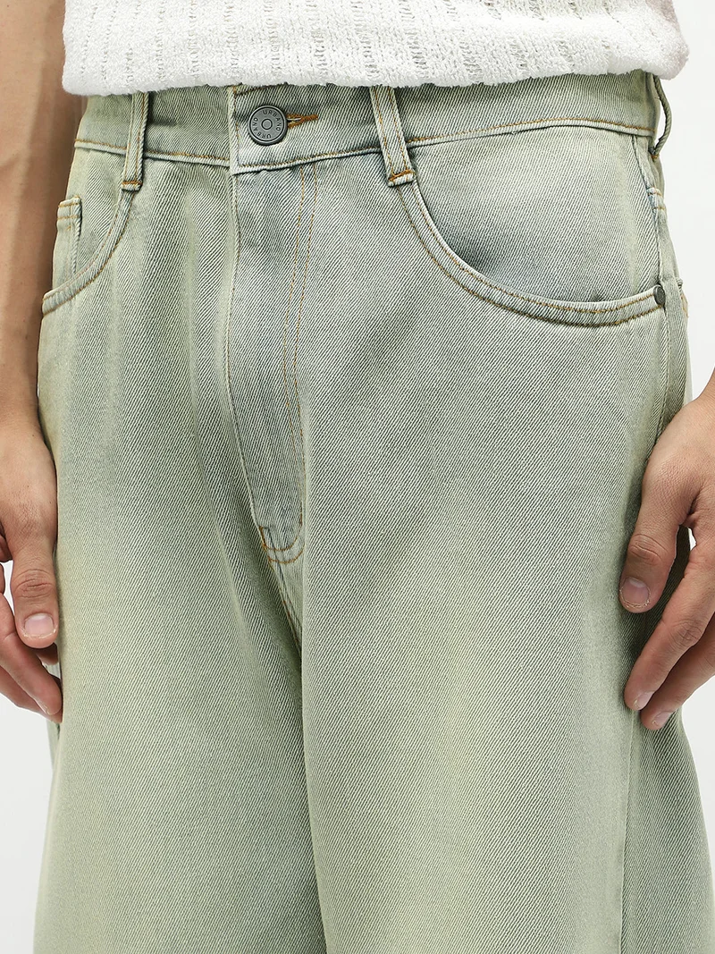 Urbano Fashion  Urbano Fashion Men's Ice Grey Loose Baggy Fit Heavy Washed Jeans Non-Stretchable for Men | Best Price UAE