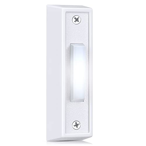 Saillong 1 Piece Lighted Doorbell Button, Wall Mounted Garage Door Opener Switch with LED Light Compatible with Most Wire Doorbell Chimes, Transformer, Ringers, Buzzers (White,White Light) - Image 1